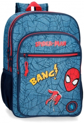 Ghiozdan scoala baieti, 2 compartimente Spiderman Denim, Marvel